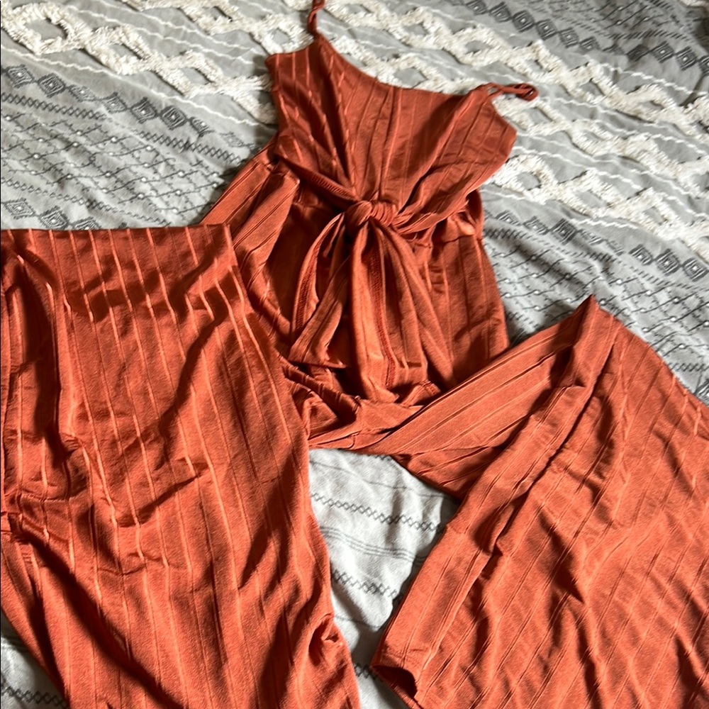 Fashion Nova Rust Jumpsuit